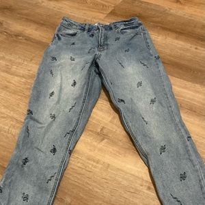 embroidered jeans